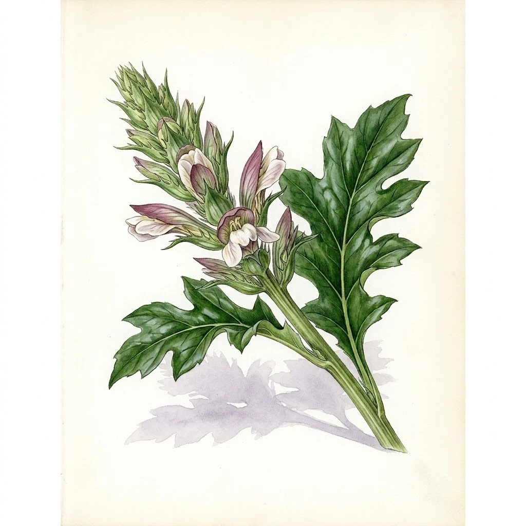 Aquarelle botanique Acanthe A Feuilles Molles