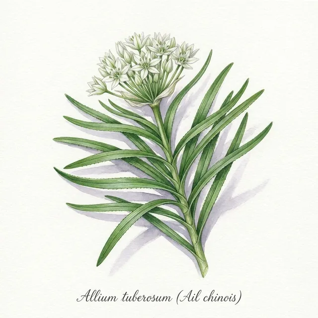 Ail chinois, illustration botanique