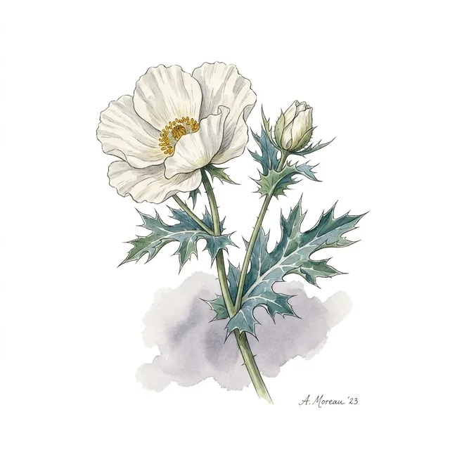 Argemone polyanthemos, illustration botanique