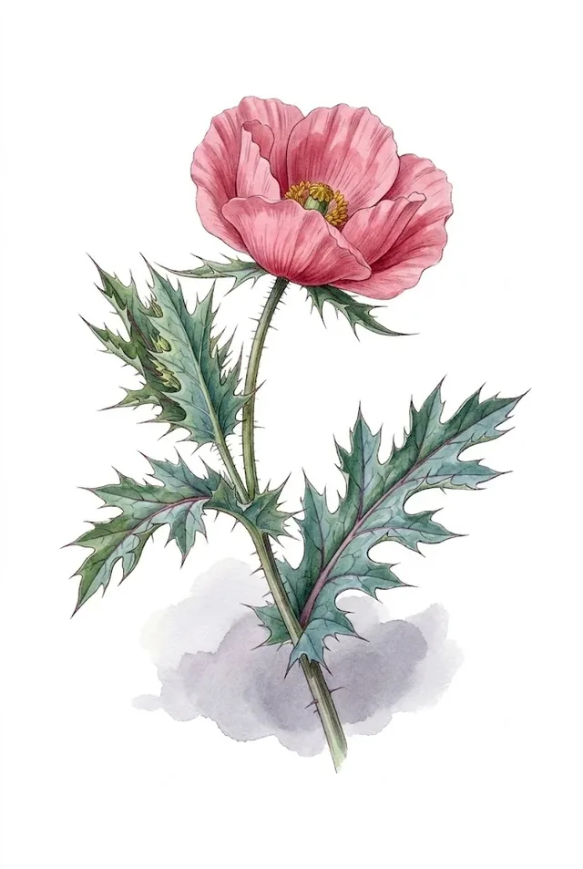 Argemone sanguinea, illustration botanique