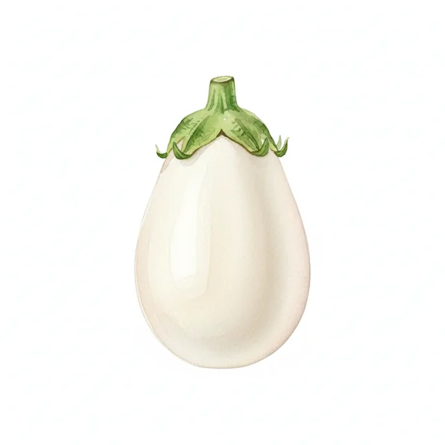 Aubergine Blanche Dourga, illustration botanique