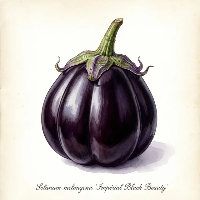 Aubergine Impérial Black Beauty, illustration botanique
