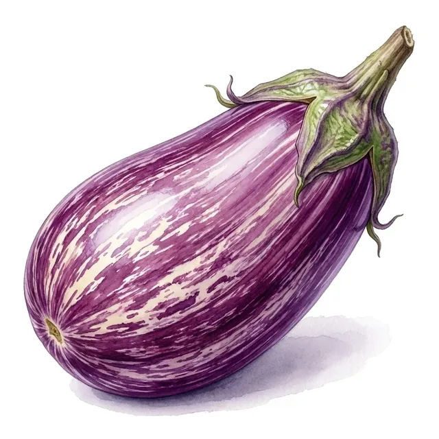 Aubergine Listada de Gandia, illustration botanique