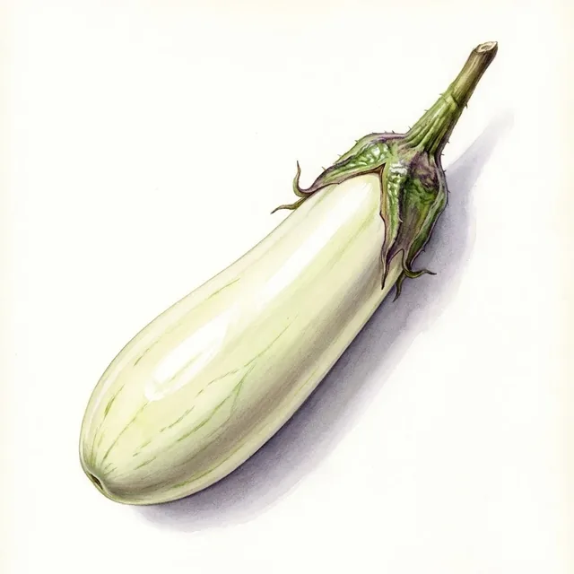 Aubergine Longue Blanche, illustration botanique
