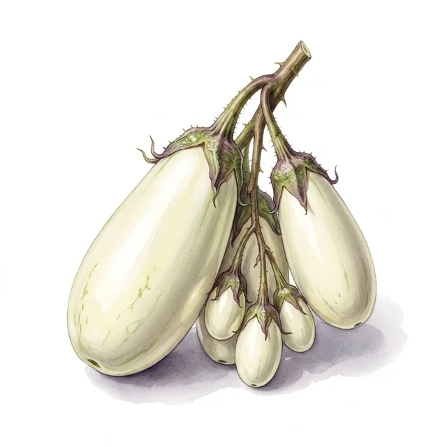 Aubergine Pusa Purple Cluster, illustration botanique