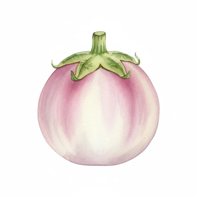 Aubergine Rotonda Bianca Sfumata Di Rosa, illustration botanique