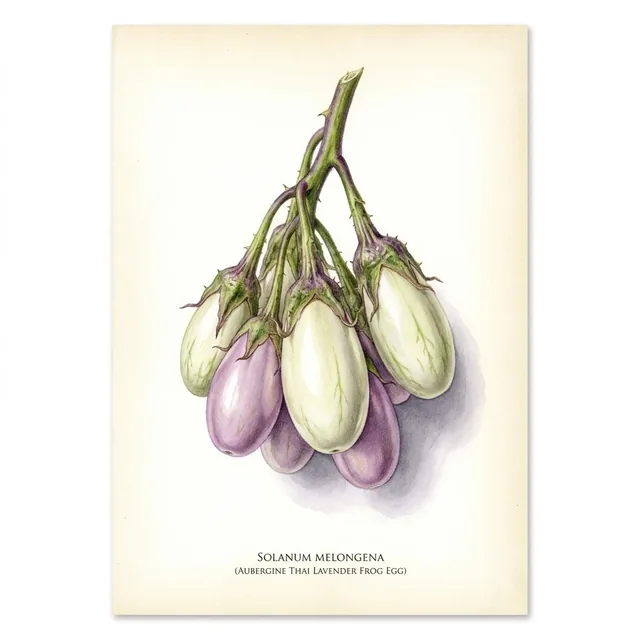 Aubergine Thai Lavender Frog Egg, illustration botanique