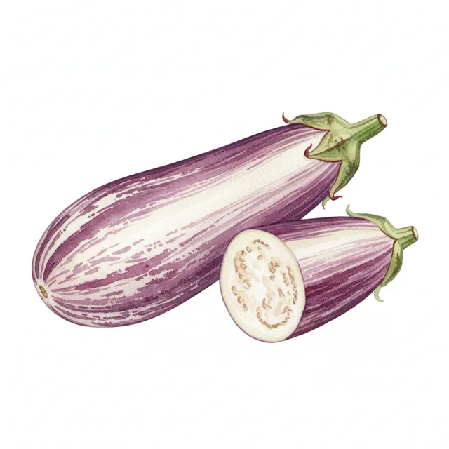 Aubergine Tsakoniki, illustration botanique