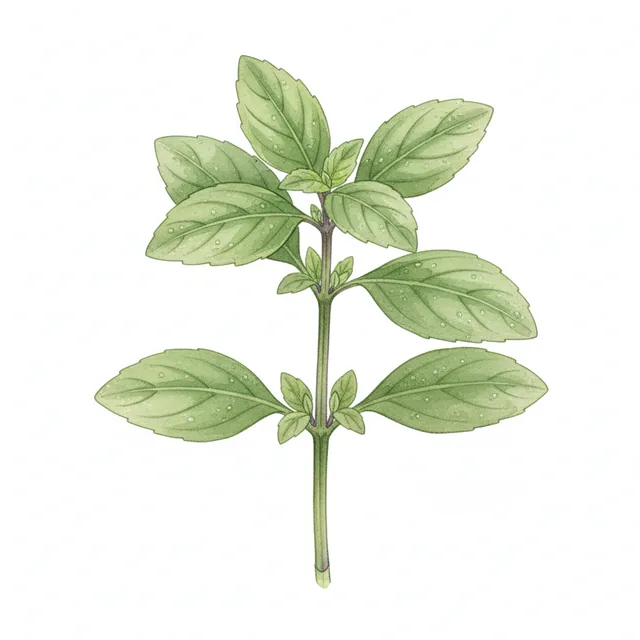 Basilic Anis, illustration botanique