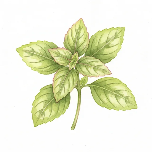 Basilic Citron Vert, illustration botanique