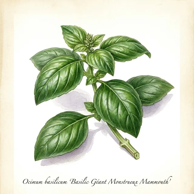 Basilic Géant Monstrueux Mammouth ab - Plant, illustration botanique