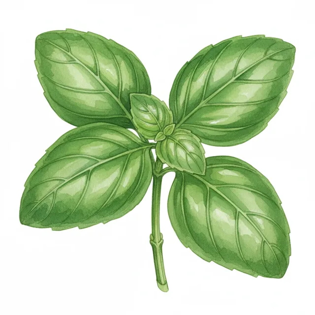 Basilic Grand Vert, illustration botanique