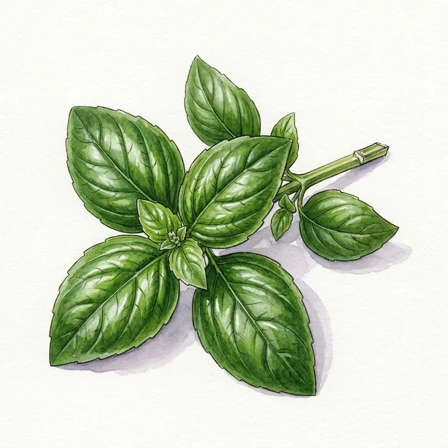 Basilic Marseillais, illustration botanique
