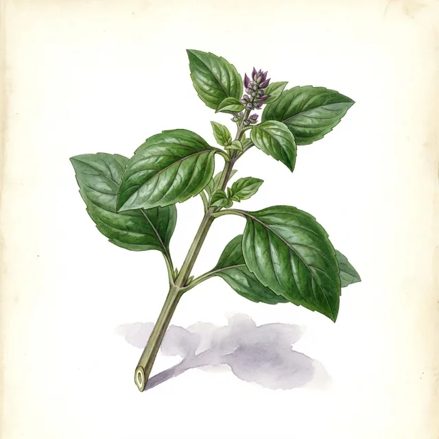 Basilic Reglisse, illustration botanique