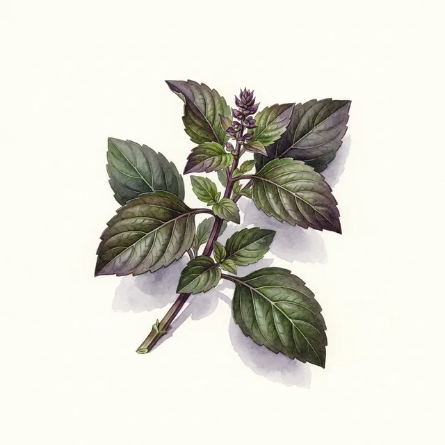 Basilic Sacré ou Tulsi ab - Plant, illustration botanique