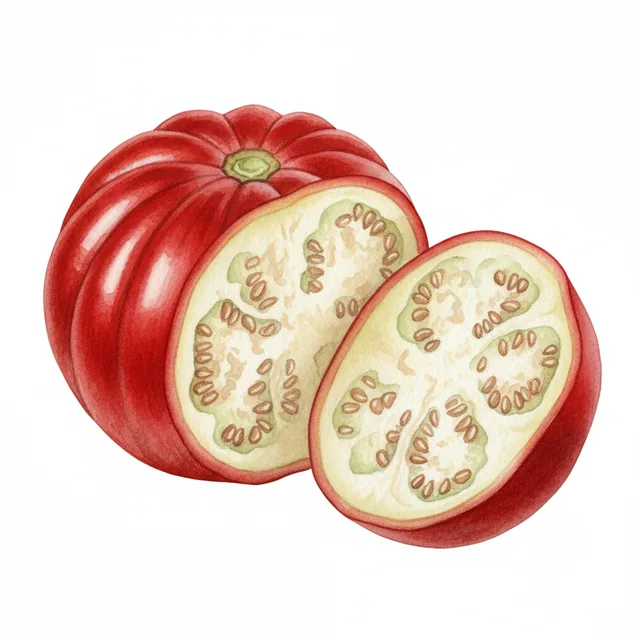 Bitter eggplants Chinese red, illustration botanique
