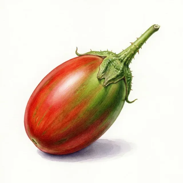 Bitter eggplants Jilo Tingua Verde, illustration botanique