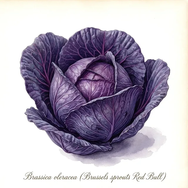 Brussels sprouts Red Bull, illustration botanique