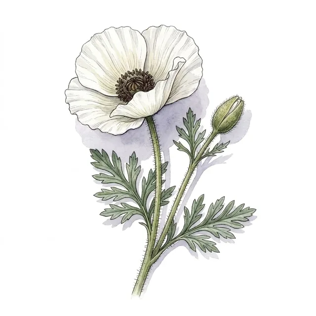 California poppies White Linen, illustration botanique