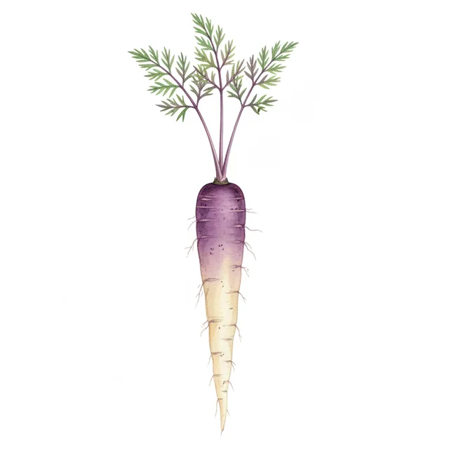 Carotte Bicolore Lila Lu, illustration botanique