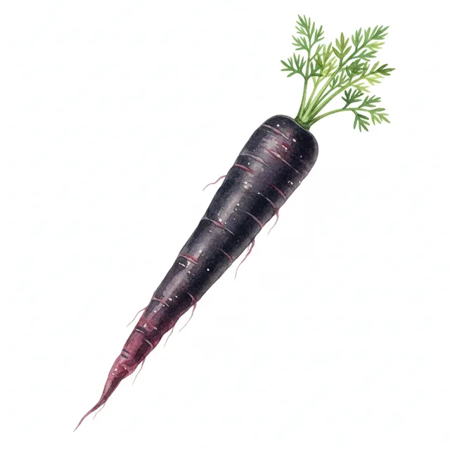 Carotte Black Nebula, illustration botanique