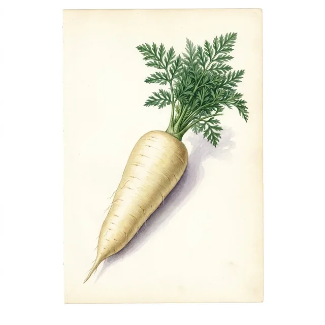 Carotte blanche de Küttigen, illustration botanique