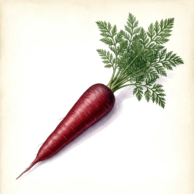 Carotte de Chantenay à coeur rouge 2, illustration botanique