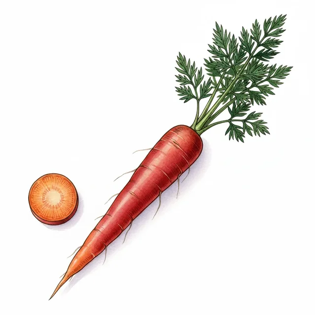 Carotte Demi Courte Obtuse De Guerande, illustration botanique