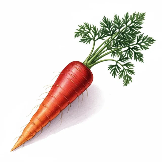 Carotte Demi Longue Rouge Sang, illustration botanique
