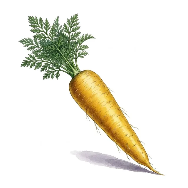 Carotte longue jaune de Belgique, illustration botanique