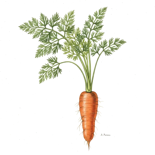 Carotte Rodelika, illustration botanique