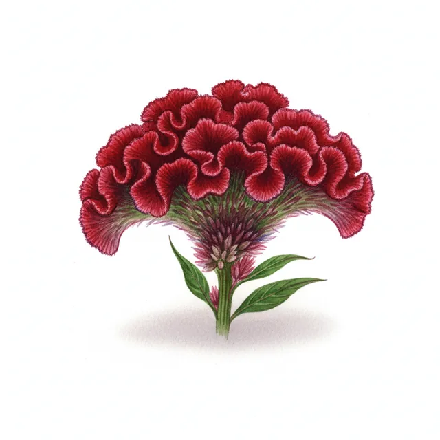 Celosia Dracula, illustration botanique