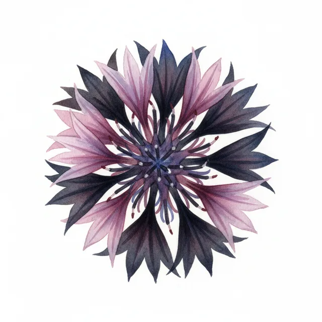 Centauree Black Ball, illustration botanique