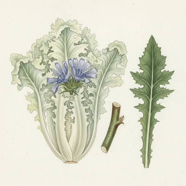 Chicoree Frisee de Meaux, illustration botanique