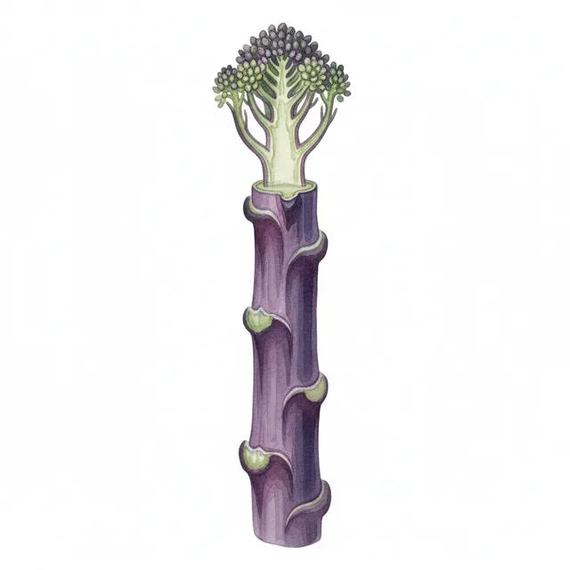 Chou Brocoli à jets violets, illustration botanique