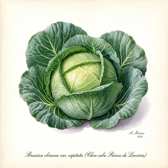 Chou cabu Précoce de Louviers, illustration botanique