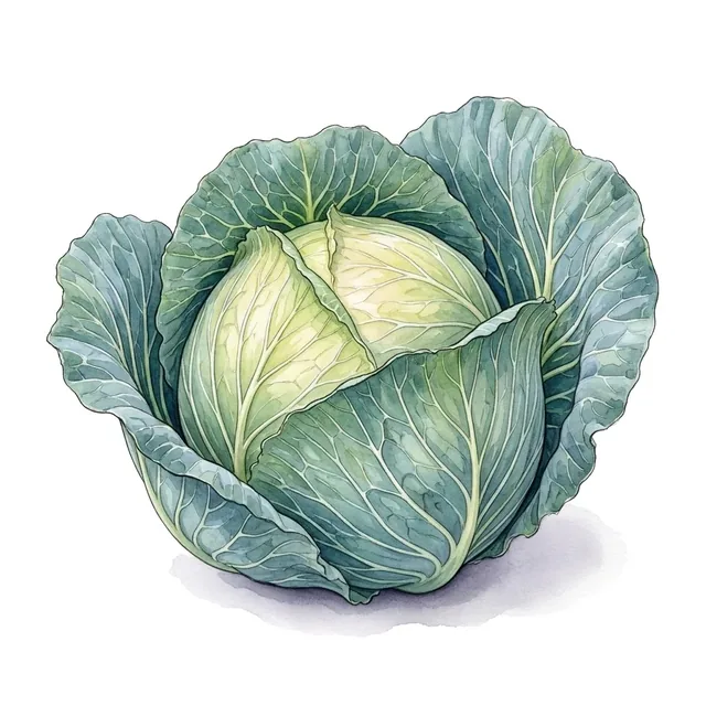 Chou Cabus Blanc De Thurnen, illustration botanique