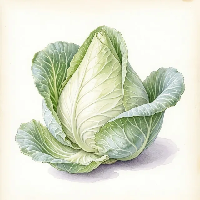 Chou cabus pointu blanc Filderkraut, illustration botanique