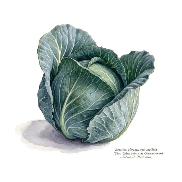 Chou Cabus Pointu de Chateaurenard, illustration botanique