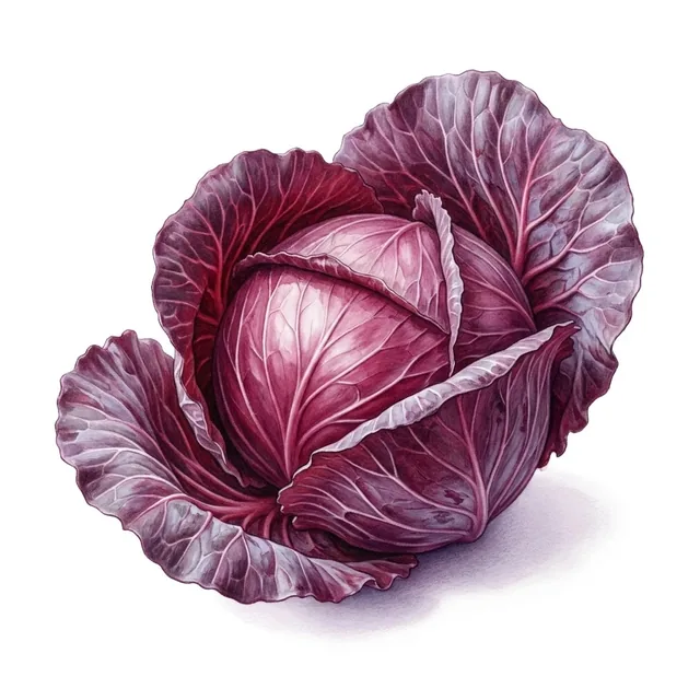 Chou cabus rouge de langedijk, illustration botanique