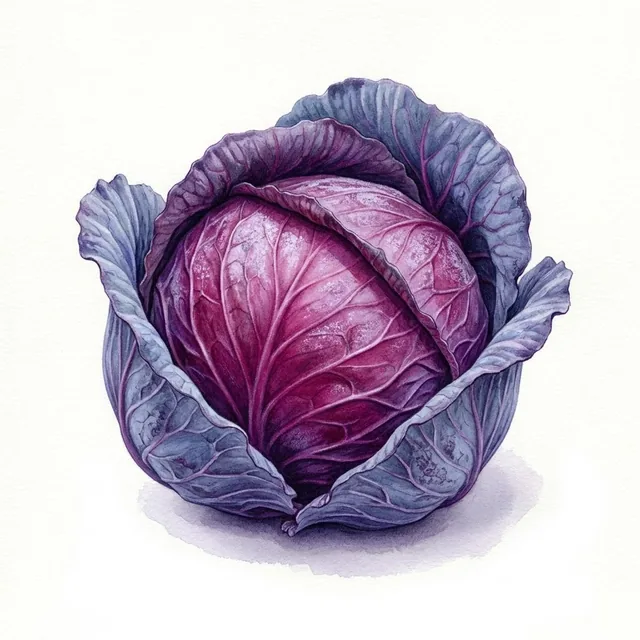 Chou Cabus Rouge Rodynda, illustration botanique