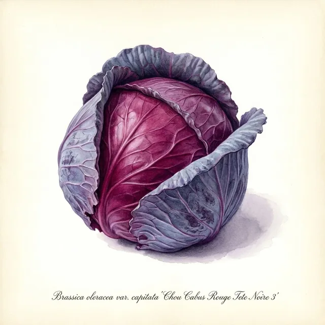 Chou Cabus Rouge Tete Noire 3, illustration botanique