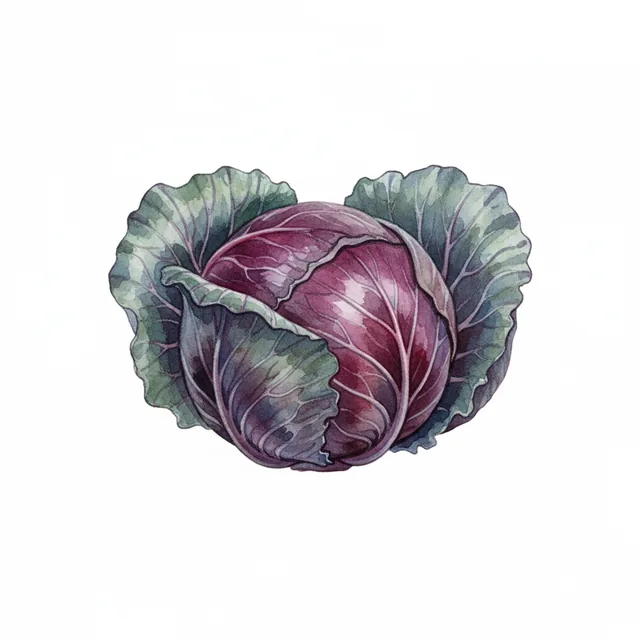 Chou Cabus Rouge Tete Noire, illustration botanique