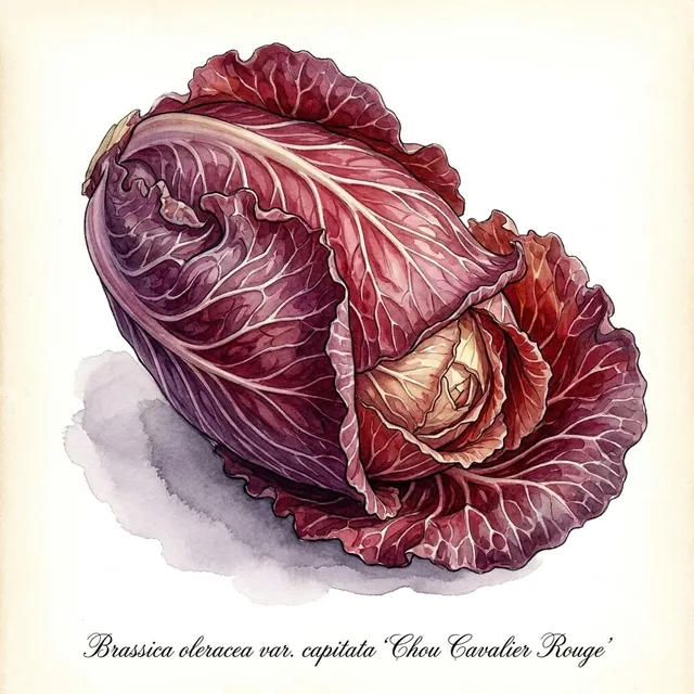 Chou Cavalier Rouge, illustration botanique