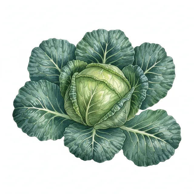 Chou Cavalier Vert, illustration botanique