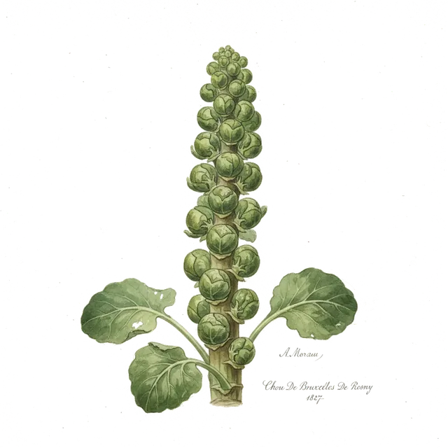 Chou De Bruxelles De Rosny, illustration botanique
