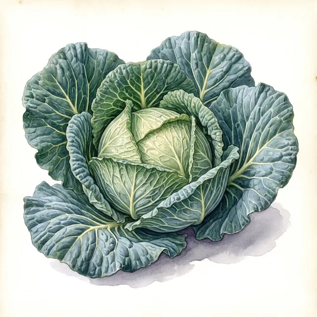 Chou de Milan Gros des Vertus 4, illustration botanique