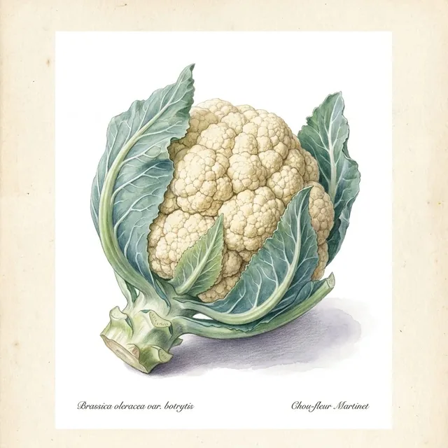 Chou-fleur Martinet, illustration botanique