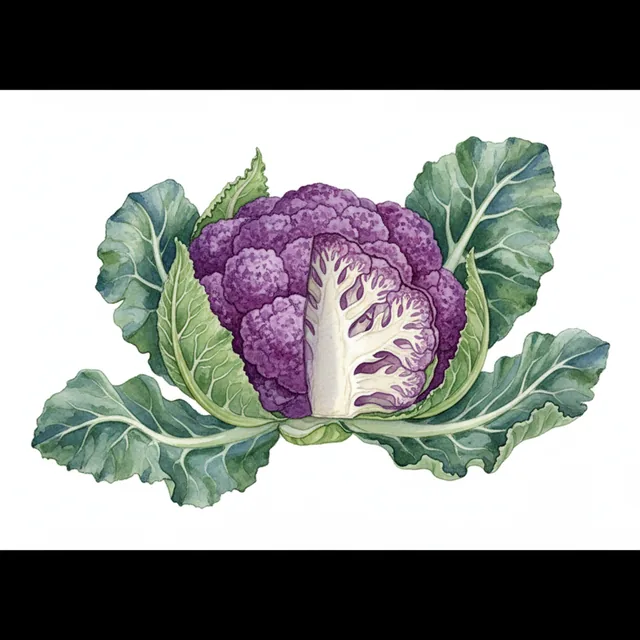 Chou Fleur Violet, illustration botanique