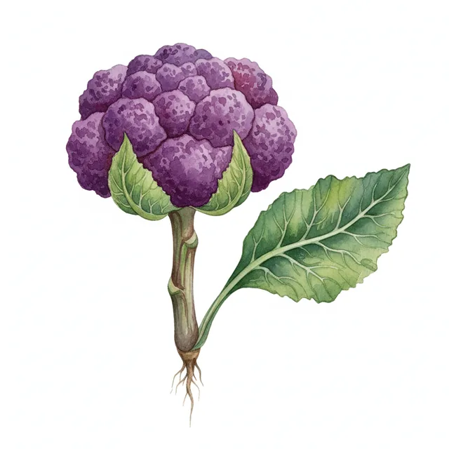Chou-Fleur Violet de Sicile, illustration botanique